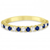 Lab Blue Sapphire & Lab Grown Diamond Wedding Band Anniversary Ring in 14k Yellow Gold (0.75ct)