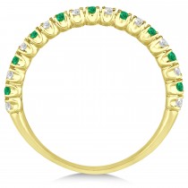 Lab Emerald & Lab Grown Diamond Wedding Band Anniversary Ring in 14k Yellow Gold (0.50ct)