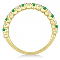 Lab Emerald & Lab Grown Diamond Wedding Band Anniversary Ring in 14k Yellow Gold (0.75ct)