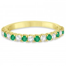 Lab Emerald & Lab Grown Diamond Wedding Band Anniversary Ring in 14k Yellow Gold (0.75ct)