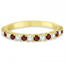 Garnet & Diamond Wedding Band Anniversary Ring in 14k Yellow Gold (0.75ct)