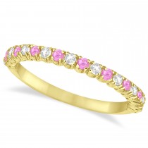 Lab Pink Sapphire & Lab Grown Diamond Wedding Band Anniversary Ring in 14k Yellow Gold (0.50ct)