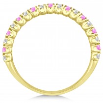 Lab Pink Sapphire & Lab Grown Diamond Wedding Band Anniversary Ring in 14k Yellow Gold (0.50ct)