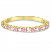 Lab Pink Sapphire & Lab Grown Diamond Wedding Band Anniversary Ring in 14k Yellow Gold (0.50ct)
