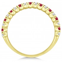 Lab Ruby & Lab Grown Diamond Wedding Band Anniversary Ring in 14k Yellow Gold (0.50ct)
