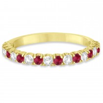 Lab Ruby & Lab Grown Diamond Wedding Band Anniversary Ring in 14k Yellow Gold (0.75ct)