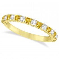 Yellow & Lab White Diamond Wedding Band Anniversary Ring in 14k Yellow Gold (0.75ct)