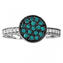 White & Blue Diamond Circle Ring in 14K White Gold (0.62 ctw)