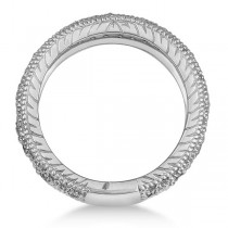 Vintage Style Byzantine Wide Band Lab Grown Diamond Ring 14k White Gold (1.37ct)