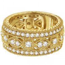 Vintage Byzantine Wide Band Lab Grown Diamond Ring 14k Yellow Gold (1.37ct)