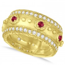 Ruby Byzantine Antique Anniversary Band 14k Yellow Gold (1.06ct)