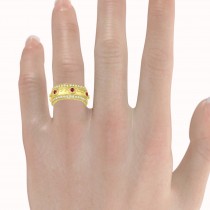 Ruby Byzantine Antique Anniversary Band 14k Yellow Gold (1.06ct)