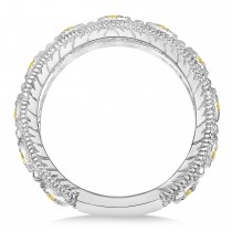 Yellow Diamond Byzantine Vintage Anniversary Band 14k White Gold (1.15ct)
