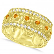 Citrine Byzantine Vintage Anniversary Band 14k Yellow Gold (1.15ct)