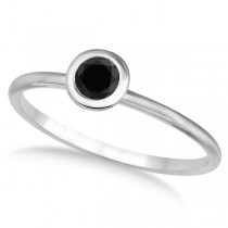 Black Diamond Bezel-Set Solitaire Ring in 14k White Gold (0.50ct)