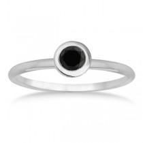 Black Diamond Bezel-Set Solitaire Ring in 14k White Gold (0.50ct)