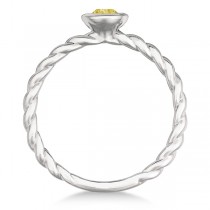 Fancy Canary Yellow Diamond Solitaire Swirl Ring 14k White Gold (0.30ct)