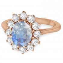 Oval Moonstone and Diamond Ring 14k Rose Gold (2.80ctw)