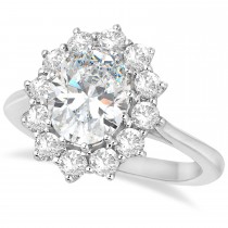 Oval Lab Grown Diamond Accented Ring 18k White Gold (2.80ctw)