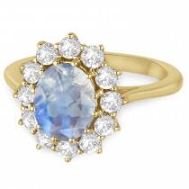 Oval Moonstone and Diamond Ring 14k Yellow Gold (2.80ctw)