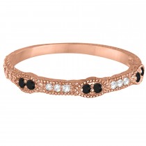 Vintage Stacking Diamond & Black Diamond Ring Band 14k Rose Gold (0.15ct)
