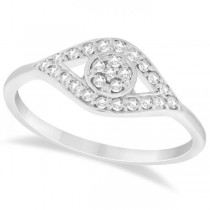 Traditional Evil Eye Diamond Ring Pave Set in 14k White Gold (0.20ct)
