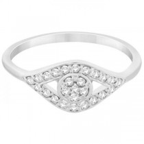 Traditional Evil Eye Diamond Ring Pave Set in 14k White Gold (0.20ct)