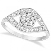 Traditional Evil Eye Diamond Ring Pave Set in 14k White Gold (0.50ct)
