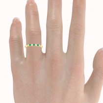 Diamond & Emerald 7 Stone Wedding Band 14k Yellow Gold (0.26ct)