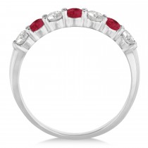 Diamond & Ruby 7 Stone Wedding Band 14k White Gold (0.75ct)