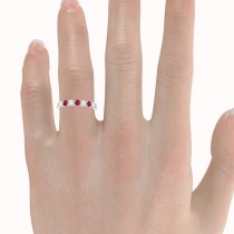 Diamond & Ruby 7 Stone Wedding Band 14k White Gold (0.75ct)