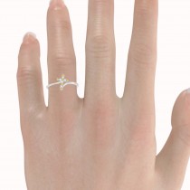 White & Yellow Diamond Religious Cross Twisted Ring 14k White Gold (0.10ct)