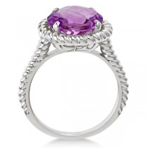 Round Cut Amethyst Cocktail Ring in Sterling Silver (4.09ct)