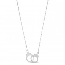 Adjustable Handcuff Necklace Pendant 14K White Gold