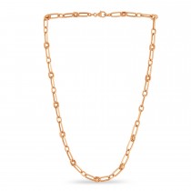 Paperclip Rondel Link Chain Necklace 14k Rose Gold