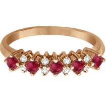 5 Stone Ruby and Diamond Anniversary Ring 14k Rose Gold (0.52ct)