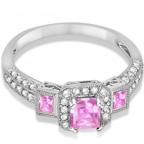 Pink Sapphire & Diamond Engagement Ring in 14k White Gold (1.35ctw)