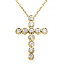 Bezel-Set Diamond Cross Pendant Necklace 14k Yellow Gold (0.33ct)