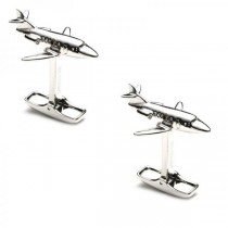 Etched Private Jet Replica Cufflinks for Men in Sterling Silver
