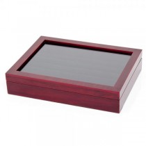 Men's Solid Oak Mahogany Cufflink Box Collector's Case Holds 36 Pairs