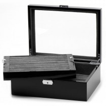 Men's Mahogany Oak Cufflink Case Jewelry Storage Holds 72 Pairs