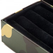 Travel Cufflink Jewelry Case Camouflage Leather Box Fits Six Pairs
