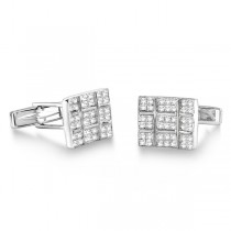 Diamond Cuff Links in 14K White Gold (1.00ct)