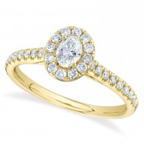 Oval Cut Diamond Halo  Engagement Ring 14K Yellow Gold (0.62ct)