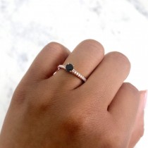 Round Black Diamond Solitaire Engagement Ring 14K Rose Gold (0.59ct)