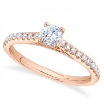 Round Solitaire & Diamond Accent Engagement Ring 14K Rose Gold (0.59ct)
