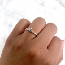 Round Solitaire & Diamond Accent Engagement Ring 14K Rose Gold (0.59ct)