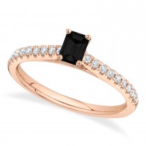 Emerald-Cut Black Diamond Engagement Ring 14K Rose Gold (0.59ct)