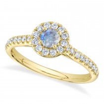 Round Moonstone & Diamond Engagement Ring 14K Yellow Gold (0.62ct)
