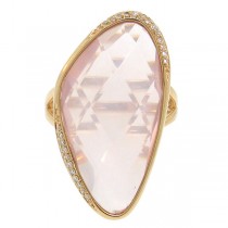 0.10ct Diamond & 16.08ct Rose Quartz 14k Rose Gold Ring